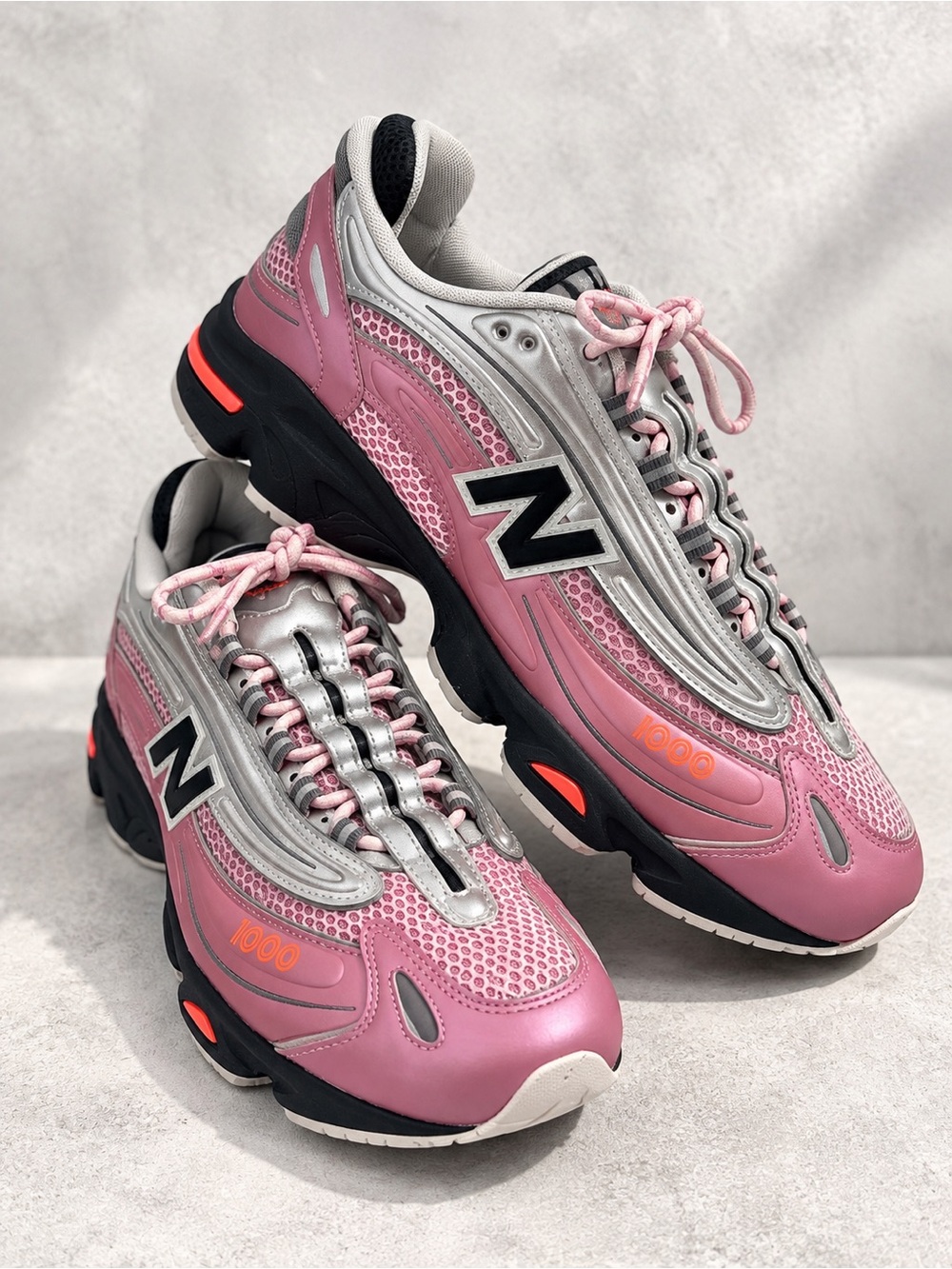 New Balance 1000 Pink Taffy Silver Metallic M1000U Sneakers W12 M10.5